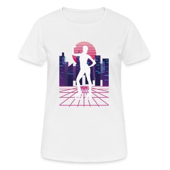 Vaporwave Synthwave Skyline Jump Chaussures Fitness - T-shirt respirant Femme - blanc - Devant - AI Model Female 172 dark (172cm)