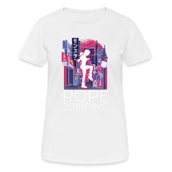 Vaporwave Synthwave Skyline Saut à la corde - T-shirt respirant Femme - blanc - Devant - AI Model Female 172 dark (172cm)