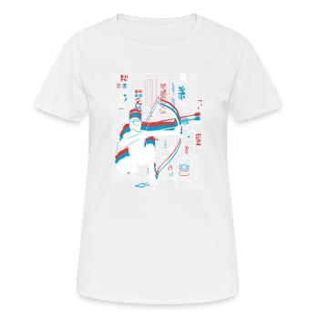 Vaporwave Synthwave Skyline Arrowtag - T-shirt respirant Femme - blanc - Devant - AI Model Female 172 dark (172cm)