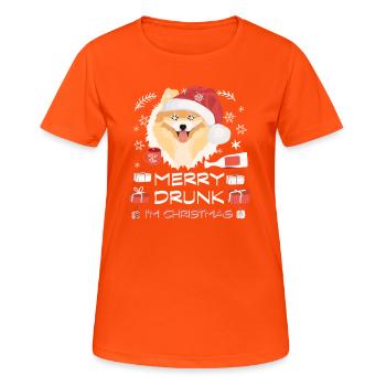 Zwergspitz Weihnachtsmarkt - Frauen T-Shirt atmungsaktiv - Neonorange - Vorne - AI Model Female 172 dark (172cm)