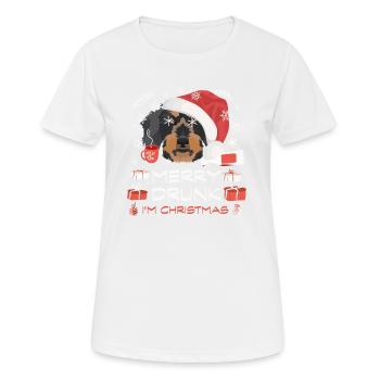Rauhaardackel Weihnachtsmarkt - Frauen T-Shirt atmungsaktiv - Weiß - Vorne - AI Model Female 172 dark (172cm)
