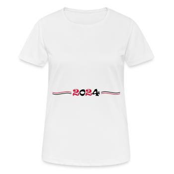 2024 Jahr - Frauen T-Shirt atmungsaktiv - Weiß - Vorne - AI Model Female 172 dark (172cm)
