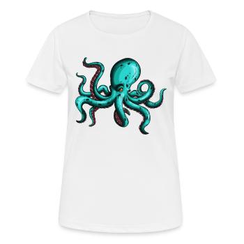 8 Armed Blue Octopus Squid Fan Lover - Women's Breathable T-Shirt - white - Front - AI Model Female 172 dark (172cm)