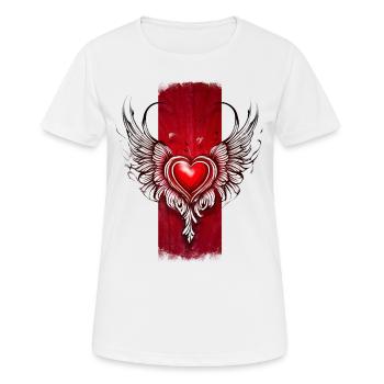 Seraphic Affection: Winged Heart - Women's Breathable T-Shirt - white - Front - AI Model Female 172 dark (172cm)