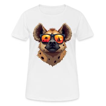 Eine lustige Hyäne mit Sonnenbrille - Frauen T-Shirt atmungsaktiv - Weiß - Vorne - AI Model Female 172 dark (172cm)