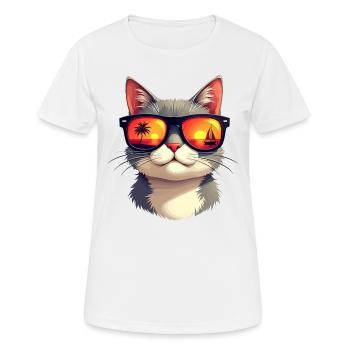 A cat wearing sunglasses - Women's Breathable T-Shirt - white - Front - AI Model Female 172 dark (172cm)