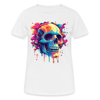 Psychedelisches Skelett mit leuchtenden Farben - Frauen T-Shirt atmungsaktiv - Weiß - Vorne - AI Model Female 172 dark (172cm)