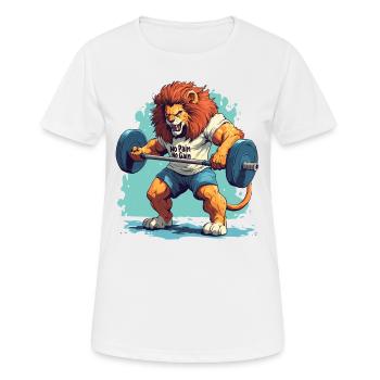 Lion body builder no pain no gain - Women's Breathable T-Shirt - white - Front - AI Model Female 172 dark (172cm)