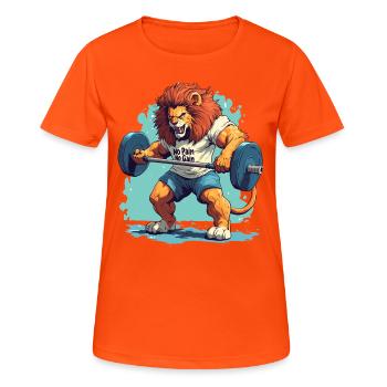 Lion body builder no pain no gain - Women's Breathable T-Shirt - neon orange - Front - AI Model Female 172 dark (172cm)