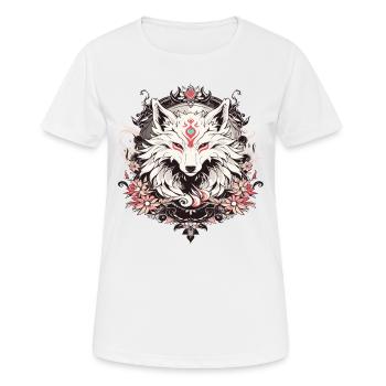 Ein Tattoo im Wolfsstil mit Blumen - Frauen T-Shirt atmungsaktiv - Weiß - Vorne - AI Model Female 172 dark (172cm)