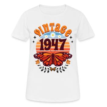 Rétro et Vintage 1947 Femme 75 Ans Anniversaire - T-shirt respirant Femme - blanc - Devant - AI Model Female 172 dark (172cm)