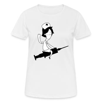 Seringue de dessin infirmière - T-shirt respirant Femme - blanc - Devant - AI Model Female 172 dark (172cm)