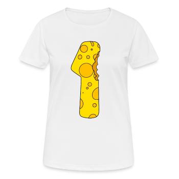 Zahl 1 Ziffer Käse - Frauen T-Shirt atmungsaktiv - Weiß - Vorne - AI Model Female 172 dark (172cm)