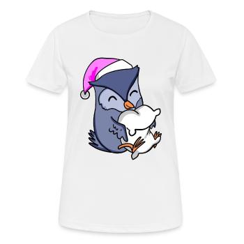 Eule mit Kissen und Schlafmütze - Frauen T-Shirt atmungsaktiv - Weiß - Vorne - AI Model Female 172 dark (172cm)