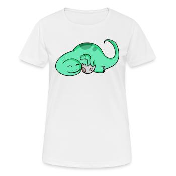 Dinosaure avec bébé dinosaure - T-shirt respirant Femme - blanc - Devant - AI Model Female 172 dark (172cm)