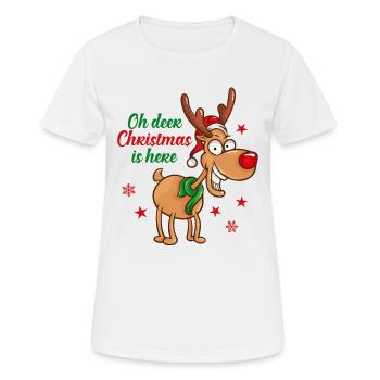 Christmas is here Reindeer Christmas is here - Women's Breathable T-Shirt - white - Front - AI Model Female 172 dark (172cm)