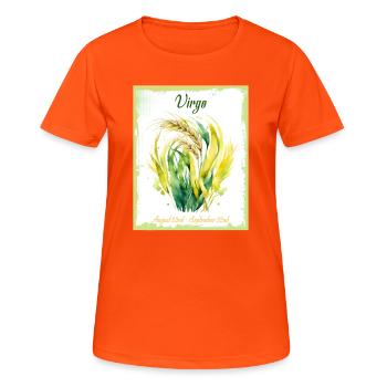 Signes du zodiaque à l’aquarelle : Vierge la moissonneur - T-shirt respirant Femme - orange néon - Devant - AI Model Female 172 dark (172cm)