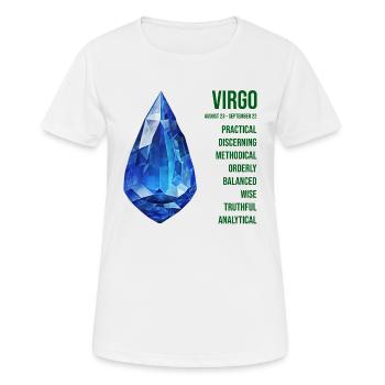 Pierres précieuses du zodiaque : Vierge, Saphir - T-shirt respirant Femme - blanc - Devant - AI Model Female 172 dark (172cm)