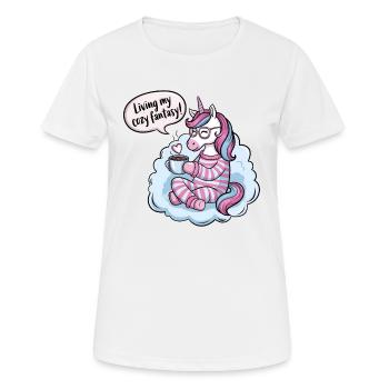 Living my cozy fantasy! - Women's Breathable T-Shirt - white - Front - AI Model Female 172 dark (172cm)