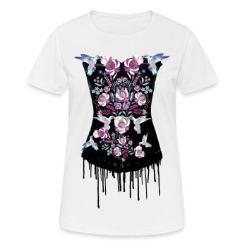 Corsage,Hummingbird,Floral,Flowers - Women's Breathable T-Shirt - white - Front - AI Model Female 172 dark (172cm)