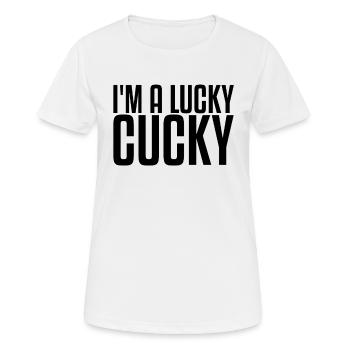 Je suis un chanceux chanceux | Cocu, Cocu, Femme Chaude - T-shirt respirant Femme - blanc - Devant - AI Model Female 172 dark (172cm)