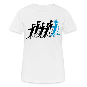 Pinguine Rudel - Frauen T-Shirt atmungsaktiv - Weiß - Vorne - AI Model Female 172 dark (172cm)