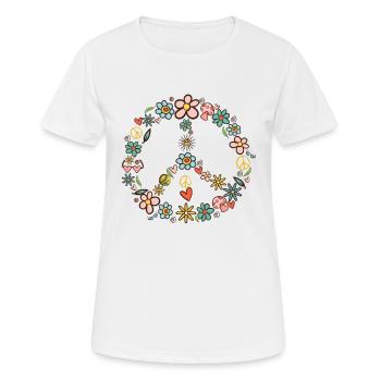 Peace Symbol 60er 70er Jahre Hippie Kostüm - Frauen T-Shirt atmungsaktiv - Weiß - Vorne - AI Model Female 172 dark (172cm)