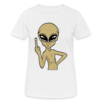 Drôle alien doigt du doigt puant Tshirt - T-shirt respirant Femme - blanc - Devant - AI Model Female 172 dark (172cm)