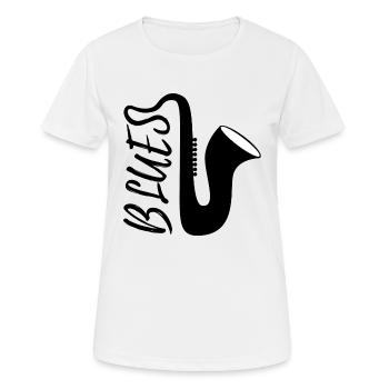 Blues - Frauen T-Shirt atmungsaktiv - Weiß - Vorne - AI Model Female 172 dark (172cm)