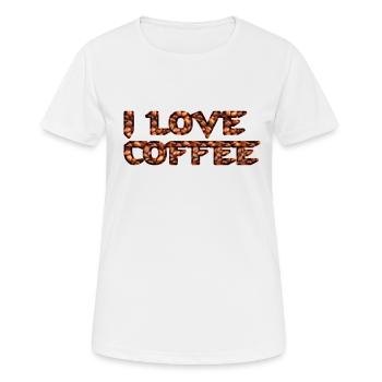 Impression de grains de café - T-shirt respirant Femme - blanc - Devant - AI Model Female 172 dark (172cm)