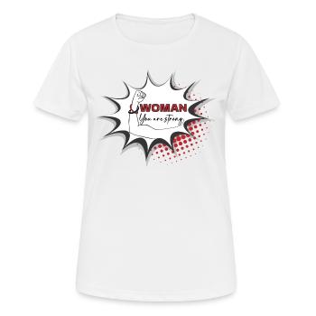 Female biceps - Women's Breathable T-Shirt - white - Front - AI Model Female 172 dark (172cm)