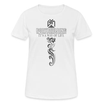 Gym Bodybuilding Fitness Workout Outfit - Women's Breathable T-Shirt - white - Front - AI Model Female 172 dark (172cm)