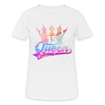 15ÈME ANNIVERSAIRE FILLE REINE PRINCESSE - T-shirt respirant Femme - blanc - Devant - AI Model Female 172 dark (172cm)