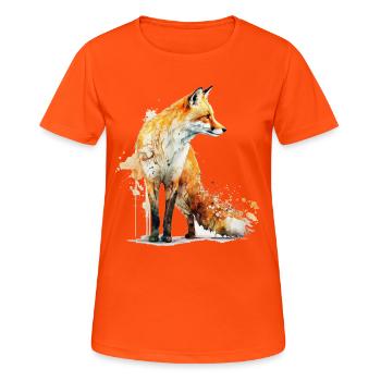 Fuchs Wald Tiere Tiermotiv Kunst Motiv Fuchs - Frauen T-Shirt atmungsaktiv - Neonorange - Vorne - AI Model Female 172 dark (172cm)