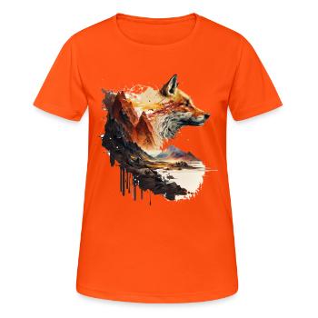 Fuchs Kunst Kunstwerk Geschenk Tierliebhaber Motiv - Frauen T-Shirt atmungsaktiv - Neonorange - Vorne - AI Model Female 172 dark (172cm)