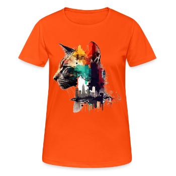 Katze Geschenkidee Katzen Motiv Katzenhalter - Frauen T-Shirt atmungsaktiv - Neonorange - Vorne - AI Model Female 172 dark (172cm)