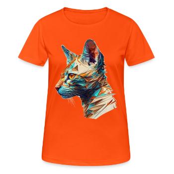 Katzen Tier Tierliebhaber Kunst Katze - Frauen T-Shirt atmungsaktiv - Neonorange - Vorne - AI Model Female 172 dark (172cm)
