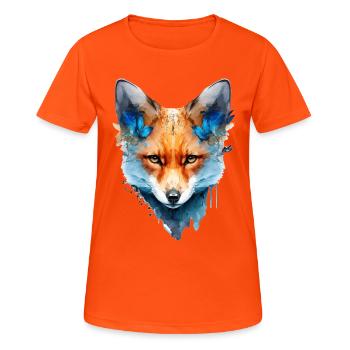 Fuchs Geschenk Schmetterling Tier Rotfuchs Motiv - Frauen T-Shirt atmungsaktiv - Neonorange - Vorne - AI Model Female 172 dark (172cm)