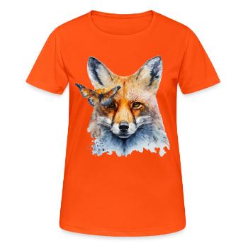 Fuchs Geschenkidee Frau Schmetterling Tier Füchse - Frauen T-Shirt atmungsaktiv - Neonorange - Vorne - AI Model Female 172 dark (172cm)