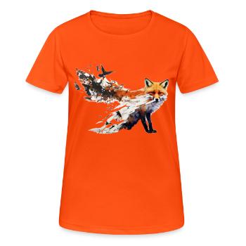 Fox Bird Art Colorful Forest Animals Red Fox Gift - T-shirt respirant Femme - orange néon - Devant - AI Model Female 172 dark (172cm)