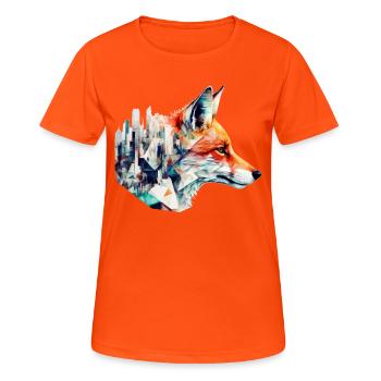 Fuchs Architektur Kunstwerk Geschenkidee Tier - Frauen T-Shirt atmungsaktiv - Neonorange - Vorne - AI Model Female 172 dark (172cm)