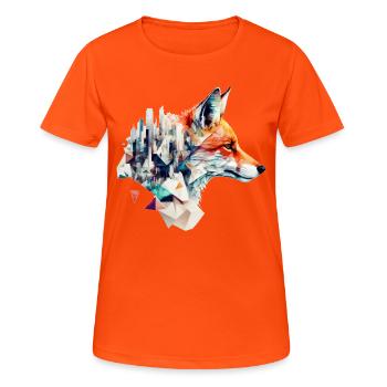 Fuchs Architektur Kunstwerk Geschenkidee Tier - Frauen T-Shirt atmungsaktiv - Neonorange - Vorne - AI Model Female 172 dark (172cm)
