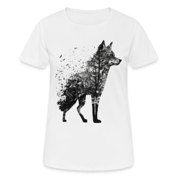 Wolf Geschenk Kunst Baum Blätter Tier Wald Zoo - Frauen T-Shirt atmungsaktiv - Weiß - Vorne - AI Model Female 172 dark (172cm)