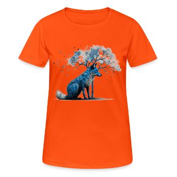 Fuchs Tierliebhaber Geschenk Wildtier Tier Motiv - Frauen T-Shirt atmungsaktiv - Neonorange - Vorne - AI Model Female 172 dark (172cm)
