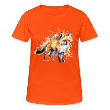 Fuchs Tierliebhaber Geschenk Wildtier Tier Motiv - Frauen T-Shirt atmungsaktiv - Neonorange - Vorne - AI Model Female 172 dark (172cm)