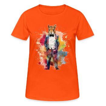 Eichhörnchen Bunt Anzug Geschenk Tier Kunst - Frauen T-Shirt atmungsaktiv - Neonorange - Vorne - AI Model Female 172 dark (172cm)