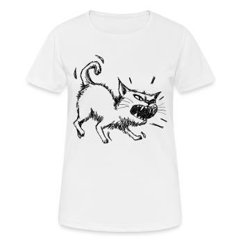 Wütende Katze gefährliches Kätzchen lustiger Kater - Frauen T-Shirt atmungsaktiv - Weiß - Vorne - AI Model Female 172 dark (172cm)