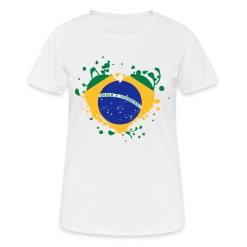 brasilien Flagge Herz-Spiele - Frauen T-Shirt atmungsaktiv - Weiß - Vorne - AI Model Female 172 dark (172cm)