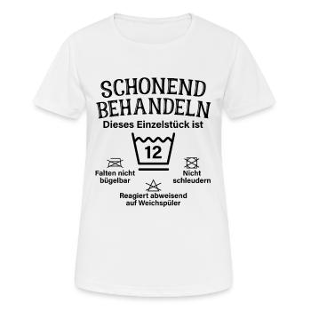 Schonend Behandeln 12. Geburtstag Einzelstück 12 - Frauen T-Shirt atmungsaktiv - Weiß - Vorne - AI Model Female 172 dark (172cm)
