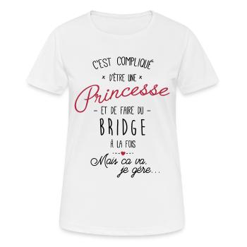 princesse et Bridge - T-shirt respirant Femme - blanc - Devant - AI Model Female 172 dark (172cm)